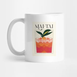 Mai Tai Retro Poster Pineapple Bar Prints, Vintage Drinks, Recipe, Wall Art Mug